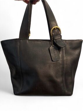 Vintage Coach Soho Black Leather Buckle Tote Shoulder Bag